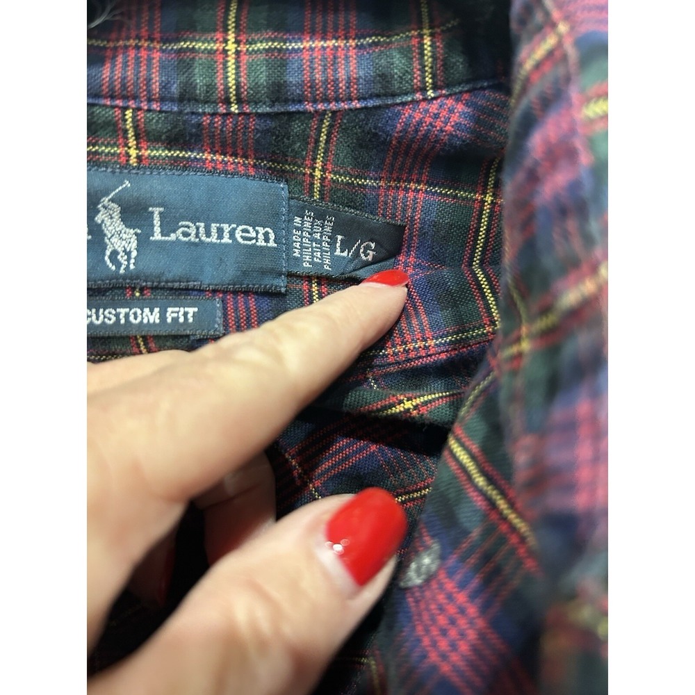 Ralph Lauren Polo Vintage Plaid Button Down Long Sleeve Custom Fit Preppy L - Picture 12 of 13